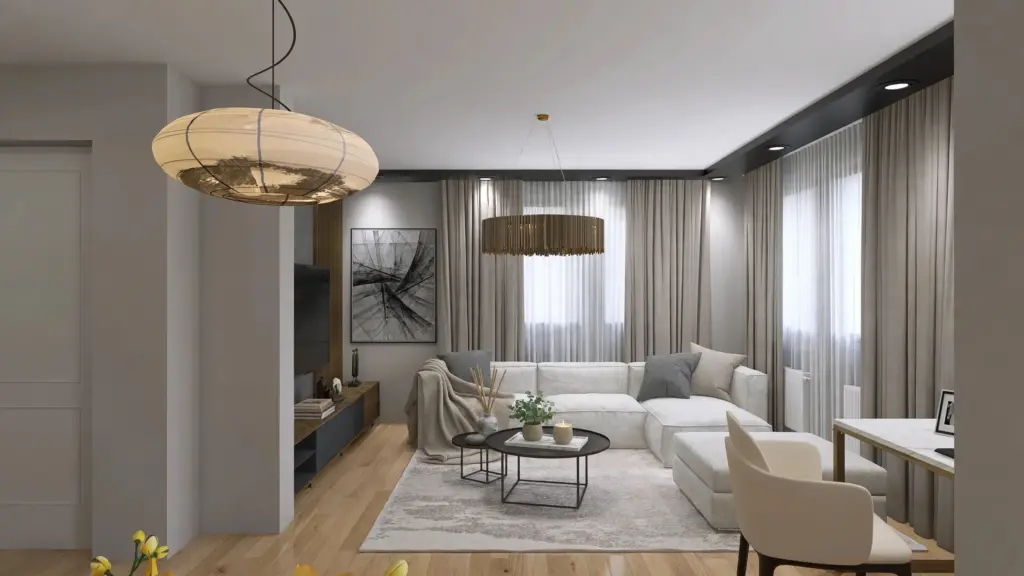 Open-Plan Living Room – 3D render 9 of 10