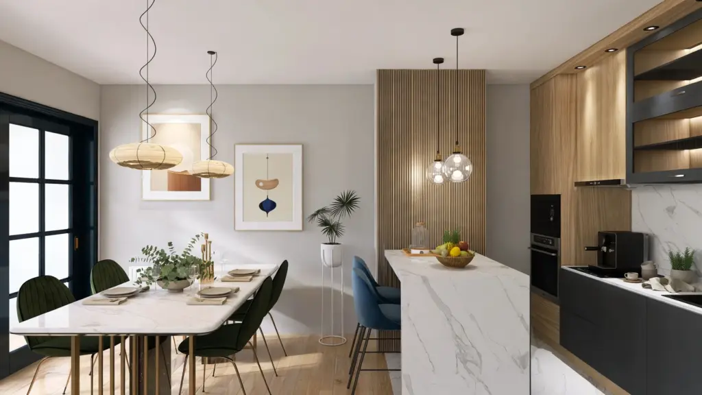 Open-Plan Living Room – 3D render 6 of 10