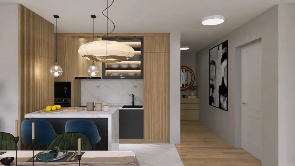 Open-Plan Living Room – 3D render 5 of 10