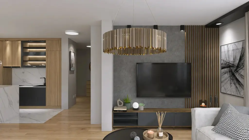 Open-Plan Living Room – 3D render 2 of 10