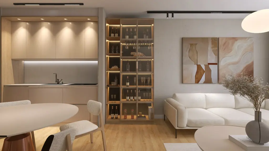 Luxury Living Room – 3D render 2 of 6